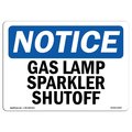 Signmission Safety Sign, OSHA Notice, 12" Height, 18" Width, Gas Lamp Sparker Shutoff Sign, Landscape OS-NS-D-1218-L-13000